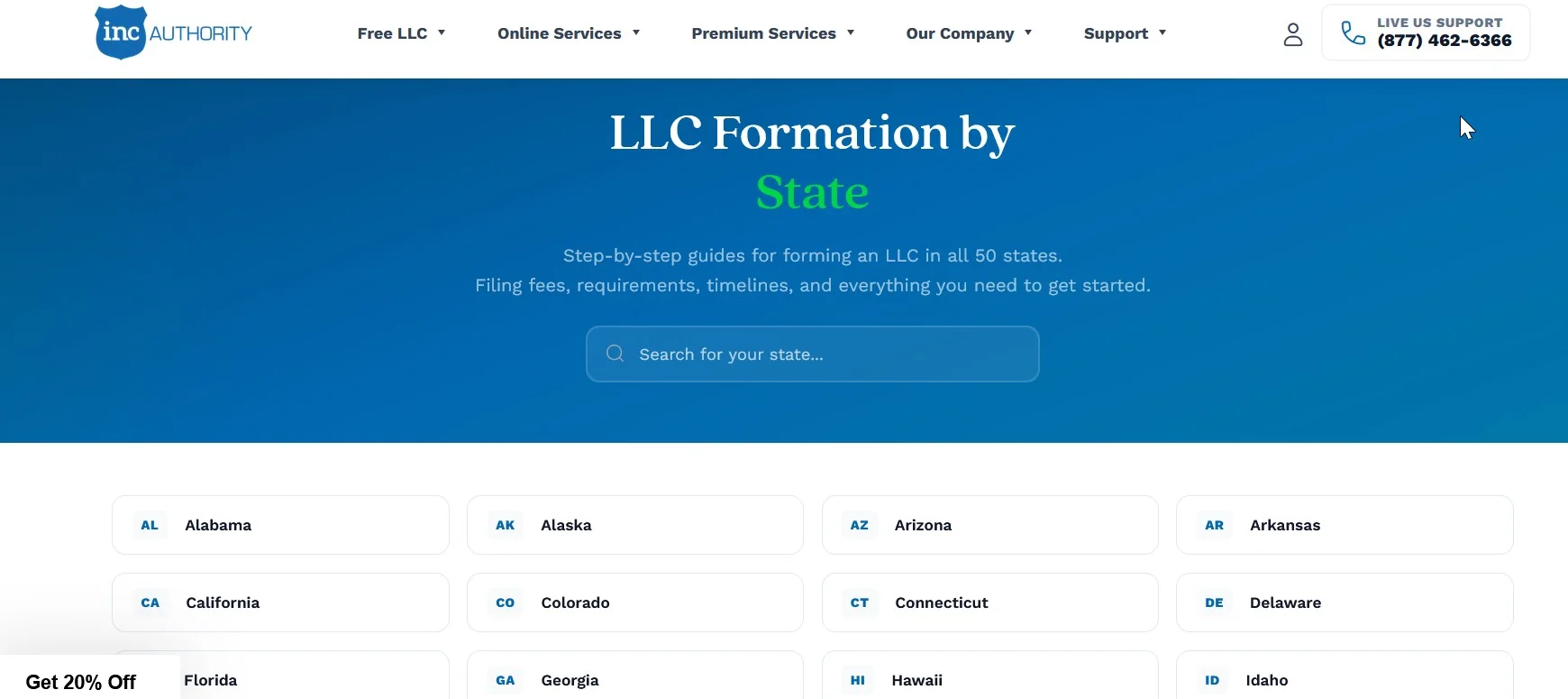 A screenshot of the Inc Authority user dashboard showing formation status and document storage.