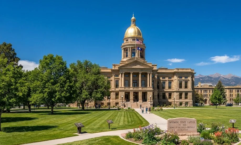 The Wyoming State Capitol in Cheyenne, where the state's business-friendly laws are enacted