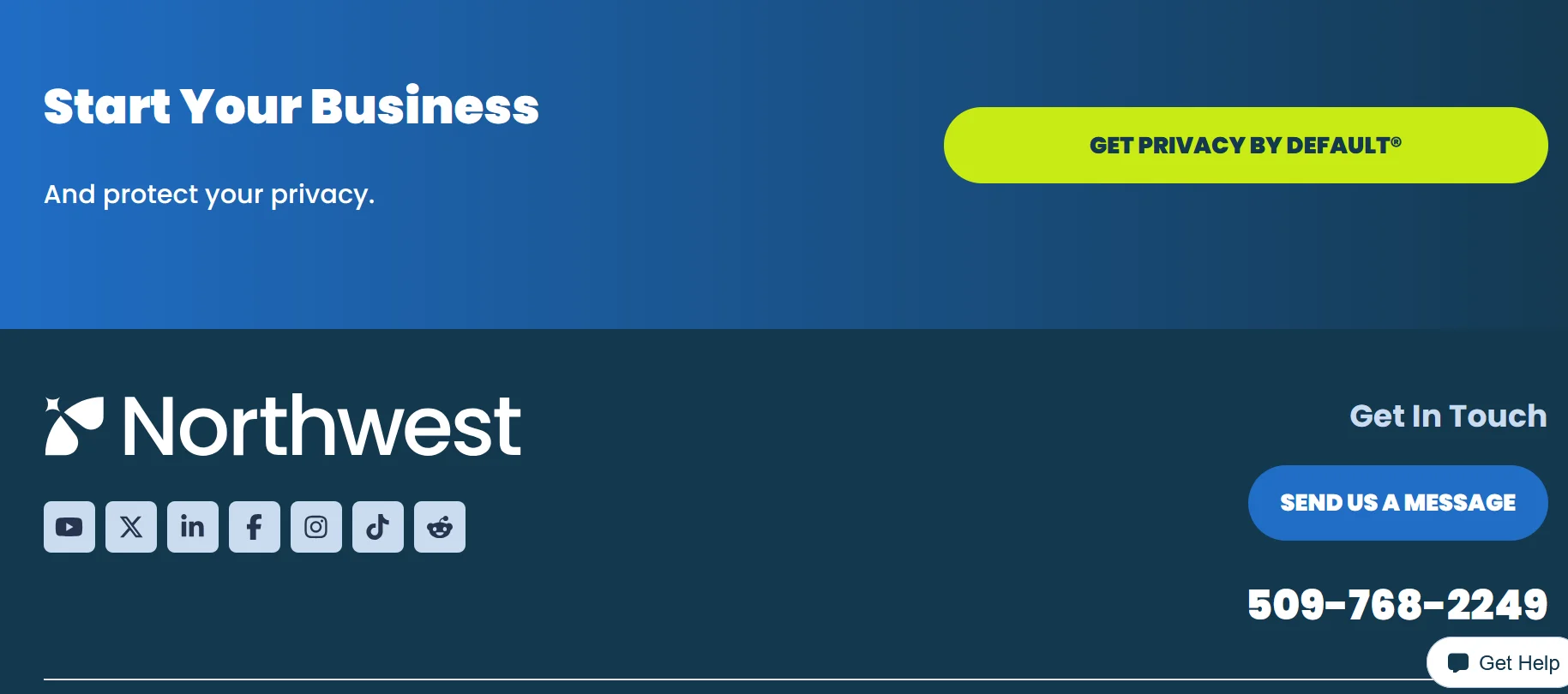 Northwest Registered Agent's privacy dashboard showing address shielding by default